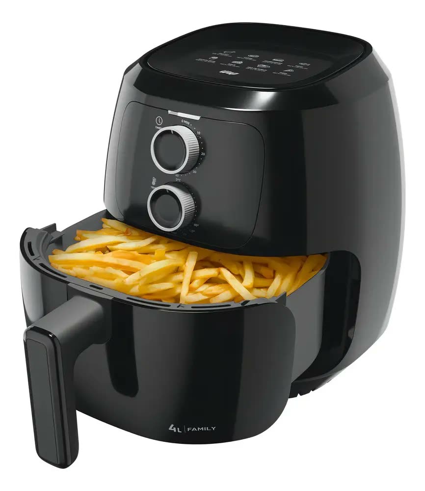 Fritadeira Elétrica Air Fryer WAP Sem Óleo 4L 1500W Antiaderente Preta