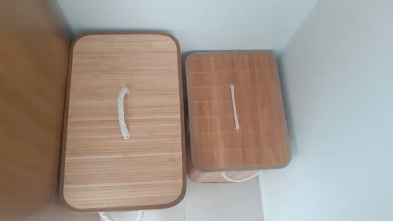 foto de Cesto De Bambu Grande Duplo Com Divisorias Roupas Sujas Cor Marrom-claro