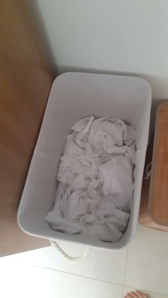 foto de Cesto De Bambu Grande Duplo Com Divisorias Roupas Sujas Cor Marrom-claro