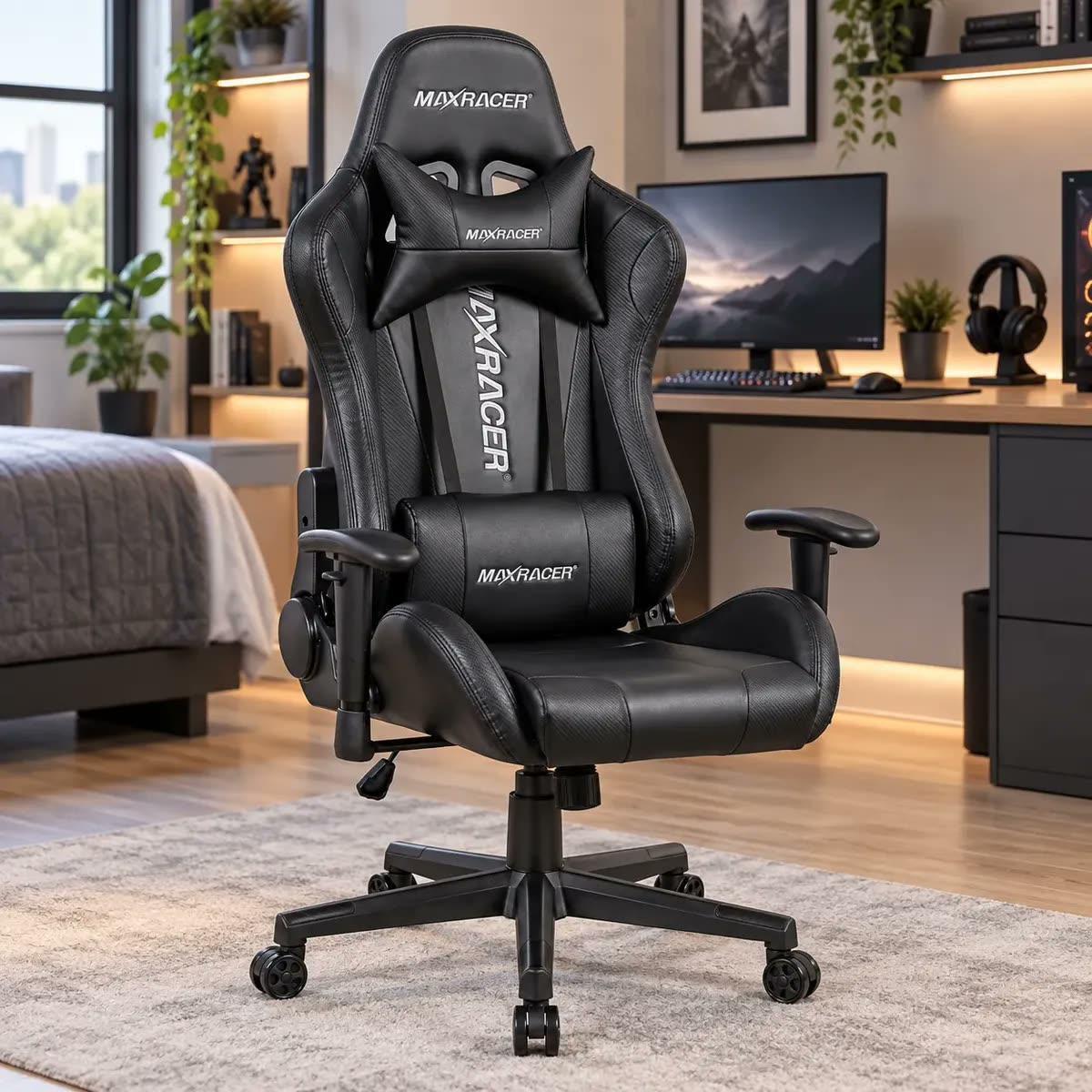 Cadeira Gamer Suporta 150kg Reclinável Maxracer Ergonômica
