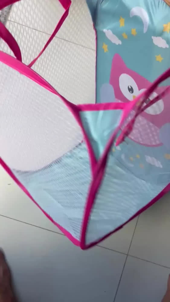 foto de Cesto Roupas Infantil Dobravel Organizador De Brinquedos Coruja