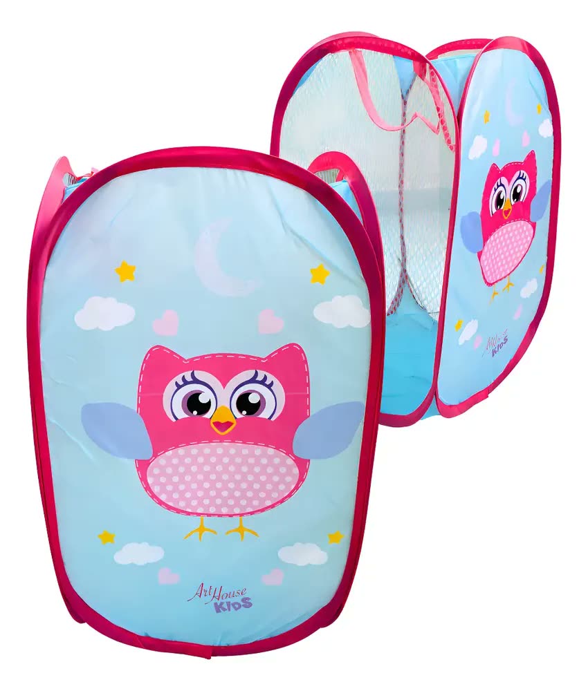 Cesto Roupas Infantil Dobravel Organizador De Brinquedos Coruja