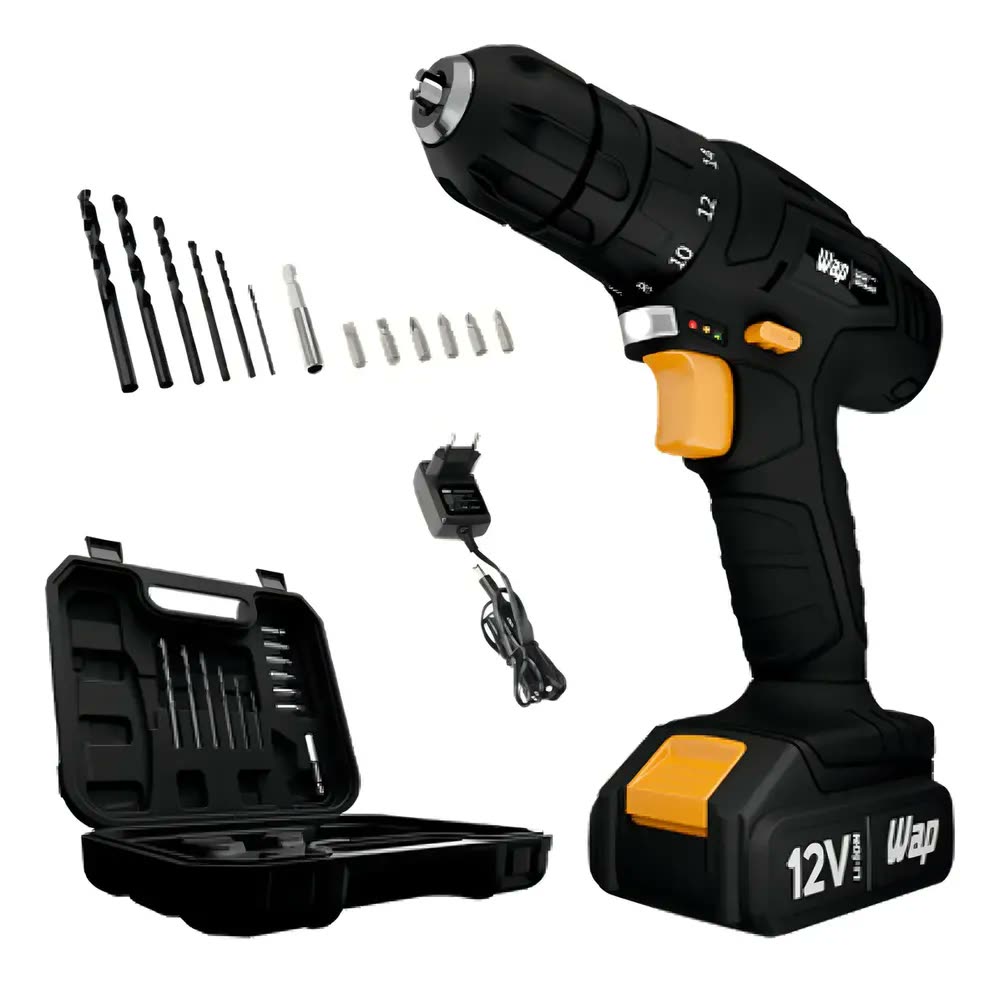 Furadeira Parafusadeira Bateria 12V Kit WAP BPF 12K3 BLACK