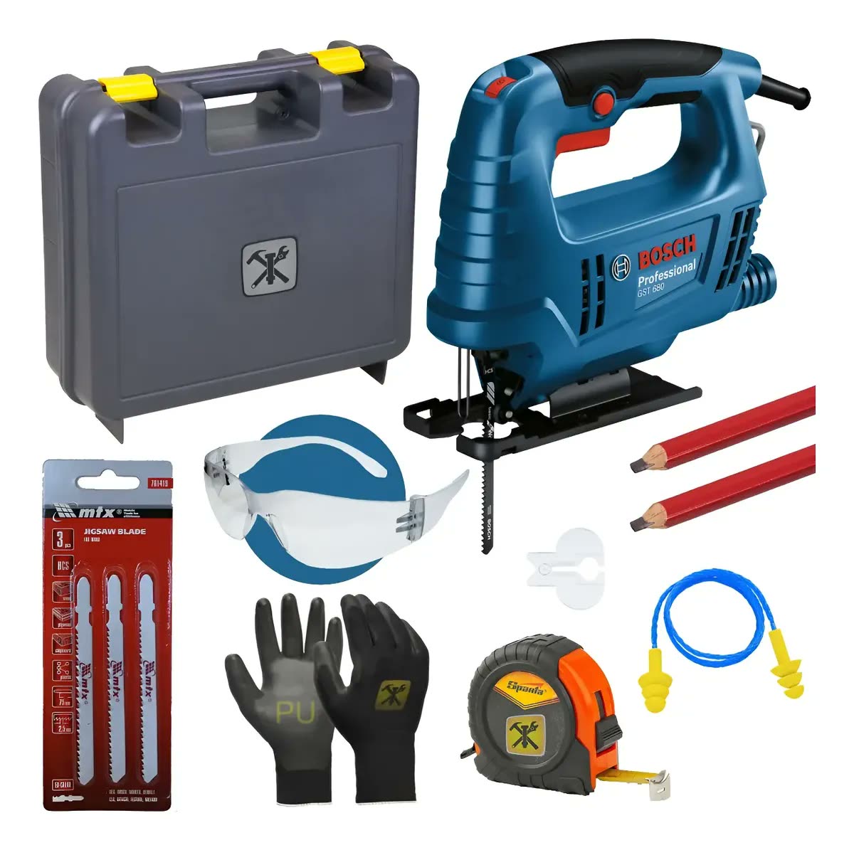 Serra Tico-tico 500w Gst 680 Bosch C/ Kit Serras E Maleta