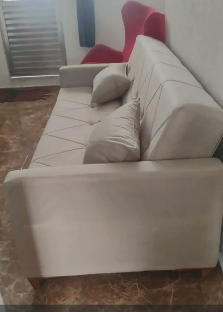 foto de Sofá Cama 3 Lugares 2,00m Aurora Suede Bege Adonai Estofados