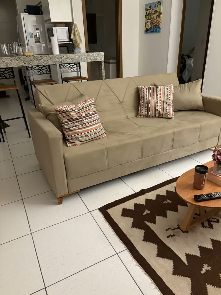 foto de Sofá Cama 3 Lugares 2,00m Aurora Suede Azul Adonai Estofados