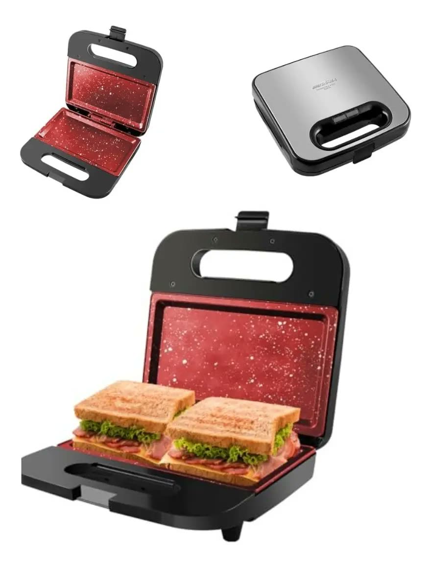Sanduicheira E Grill Britânia Redstone 2 Em 1 Com 750w