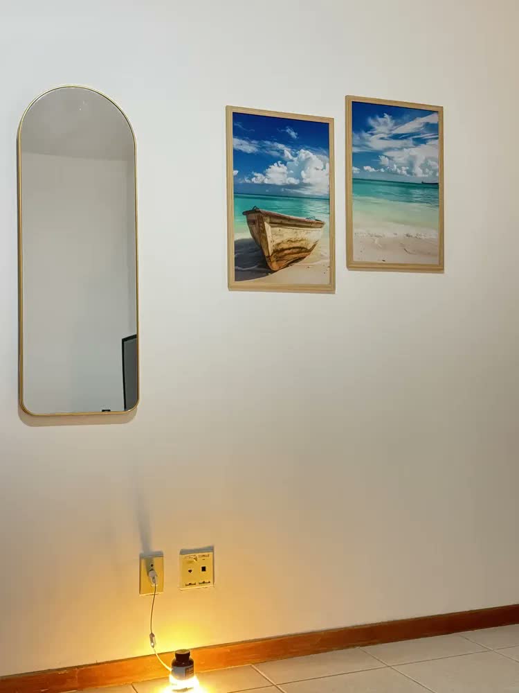foto de Quadros Decorativo Barco Mar Praia Paisagem Sala Com Moldura