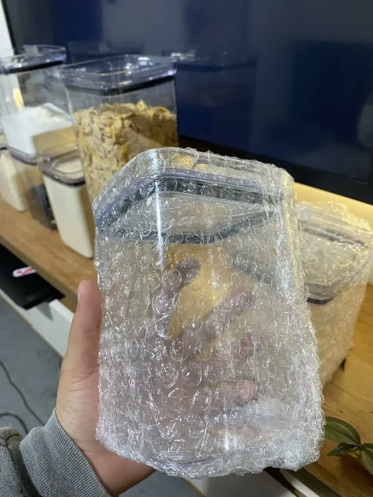 foto de Kit 4 Potes Herméticos Acrílico Cristal 1 Litro livre de BPA Armazenar Alimento Organizar