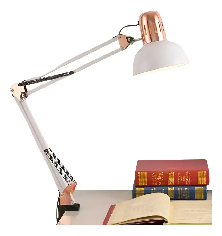 Luminária De Mesa Articulada Pixar Luxo Cromada Com Garra
