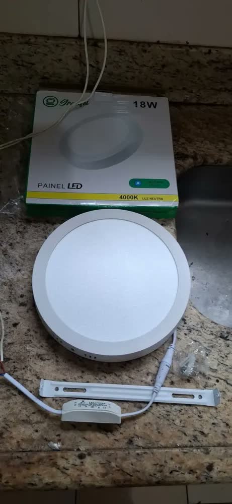 foto de Painel Plafon Led 18w Redondo Sobrepor Branco Bivolt Teto