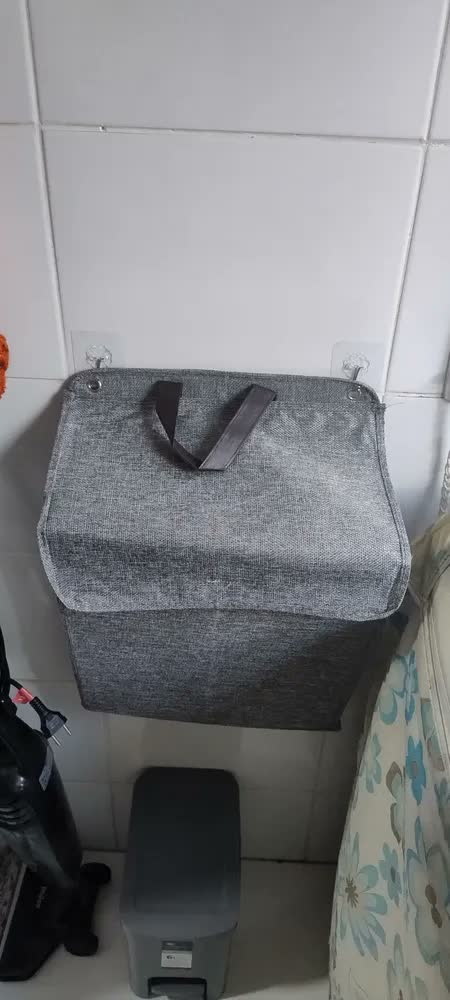 foto de Cesto De Roupa Suja De Parede Dobrável Adesivo Resistente