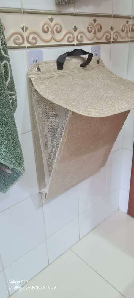 foto de Cesto De Banheiro Roupa Suja Pendurar Portátil Dobrável