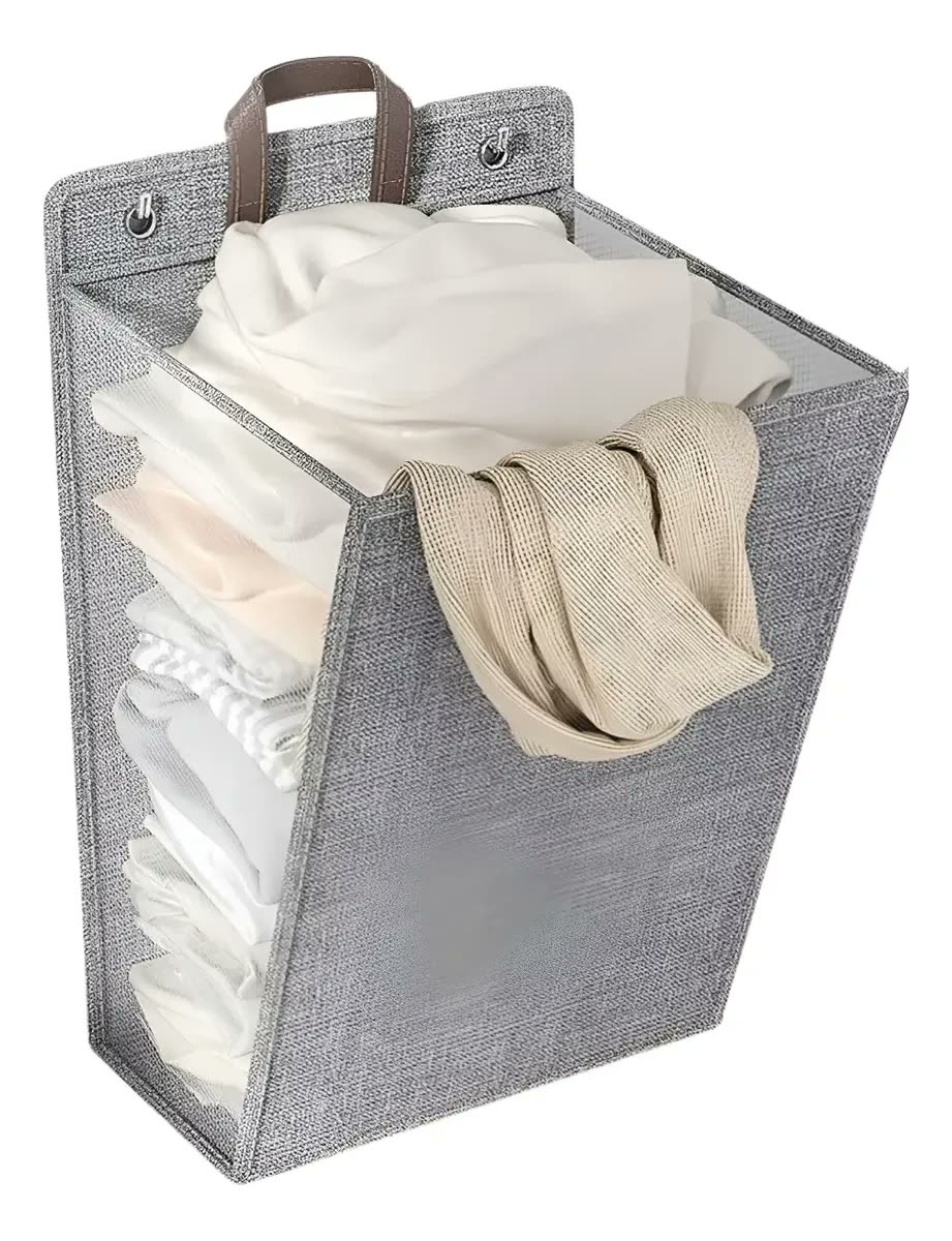 foto de Cesto De Roupa Suja De Parede Para Banheiro Dobrável Grande