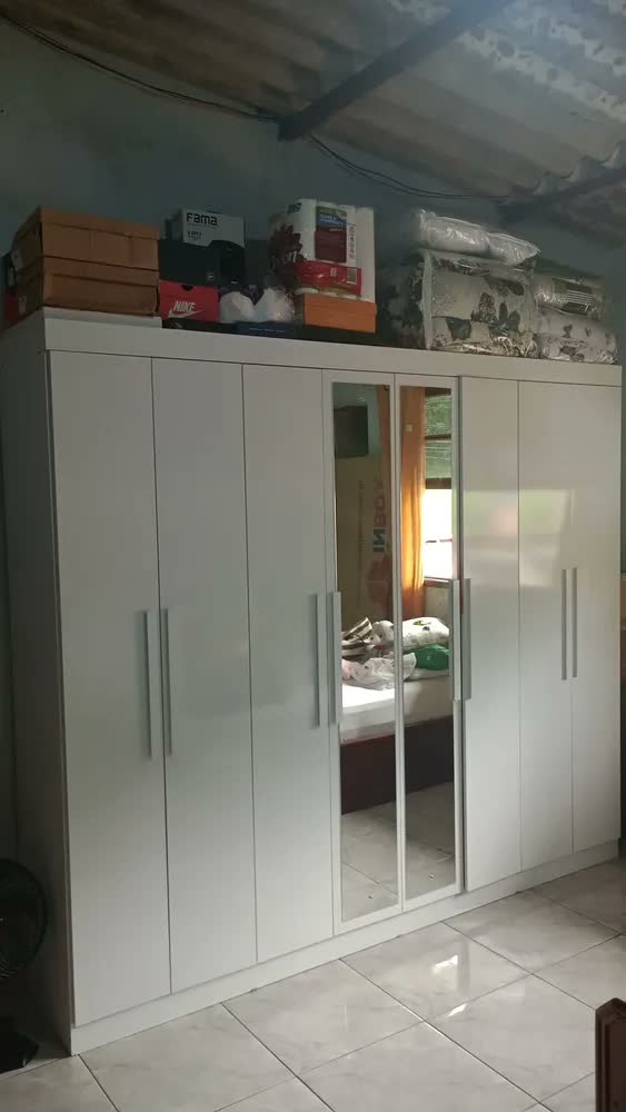 foto de Guarda-roupa Casal Easy Slim 8 Portas Com Espelho Branco