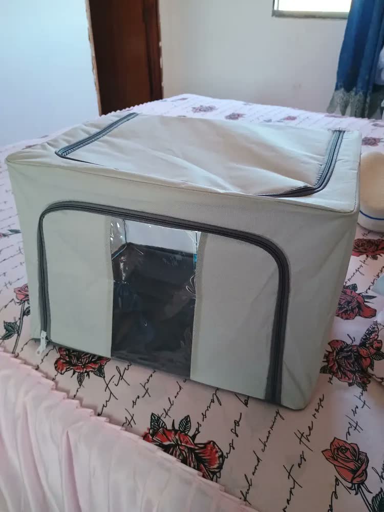 foto de Kit 2 Caixa Organizadora Grande Roupas Coberta Toalha Lençol