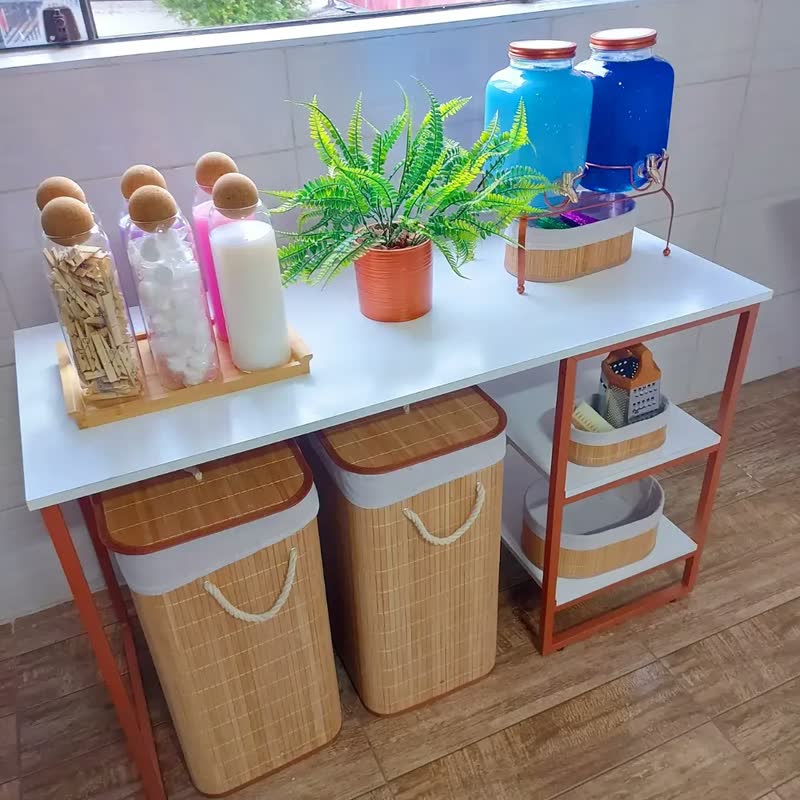 foto de Cesto de Roupas Sujas Retangular Forrado Bege Calado Organizador Lavanderia Banheiro Grande Resistente Dobrável Moderno Multiuso Armazenamento Roupa Suja Casa Prático Elegante Durável Compacto Bahrein