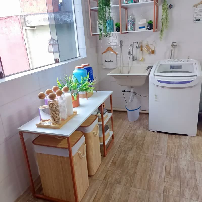 foto de Cesto de Roupas Sujas Retangular Forrado Bege Calado Organizador Lavanderia Banheiro Grande Resistente Dobrável Moderno Multiuso Armazenamento Roupa Suja Casa Prático Elegante Durável Compacto Bahrein