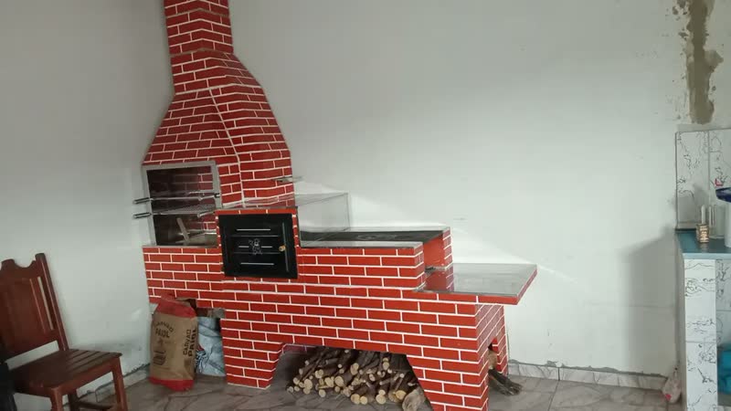 foto de Trio Pré Moldado Pintado - Churrasq + Forno E Fogão À Lenha