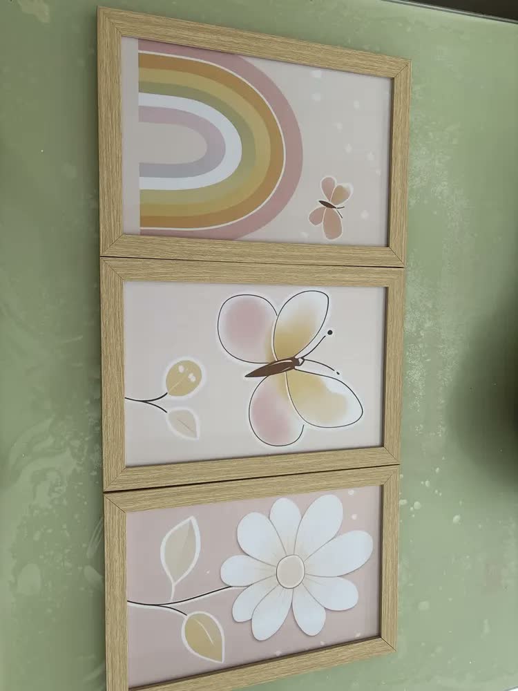 foto de Kit 3 Quadros Decorativos Placas Quarto Infantil Arco-íris