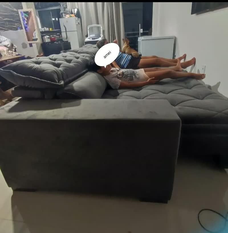 foto de Sofá Retrátil e Reclinável 2,55m Molas Ensacadas Cama inBox Spazus com Bordado 3D Velusoft Bege