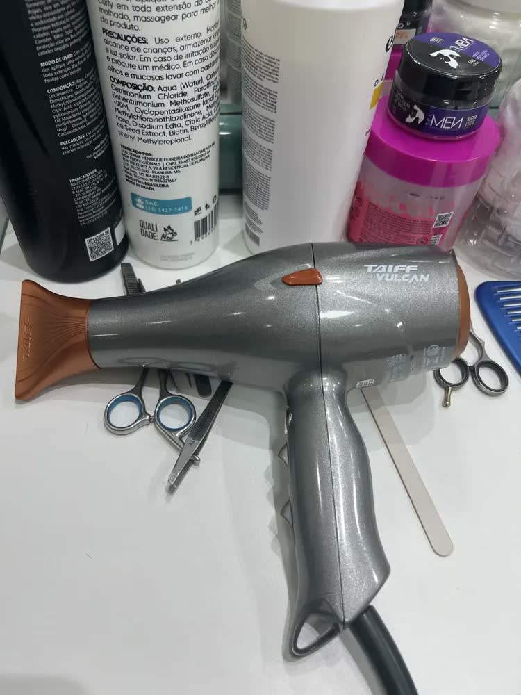 foto de Secador De Cabelo Taiff Vulcan 2500w Profissional Cor Cinza/laranja