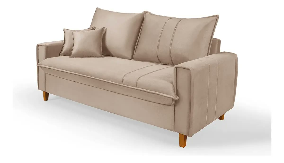 Sofá Com Baú Grande Prático Para Casa Pequena 1.95 Suede