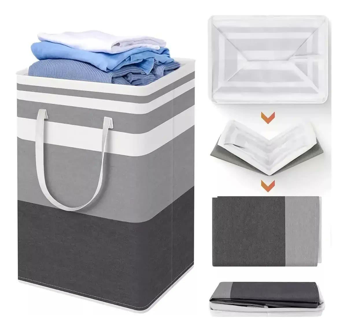 foto de Cesto De Roupa Grande Saco Dobrável Para Roupa Suja 72l