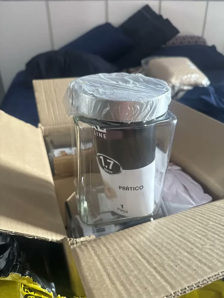 foto de Conjunto 3 Pote Vidro Tampa Inox 1,2L / 1,7L / 2L Quadrado Grande Cor Transparente