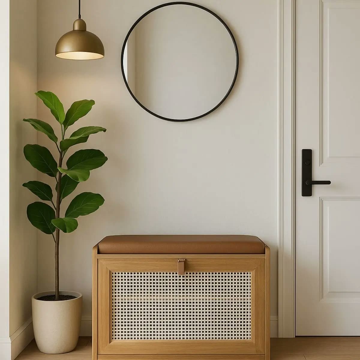 Sapateira De Madeira Com Porta Basculante Organizador