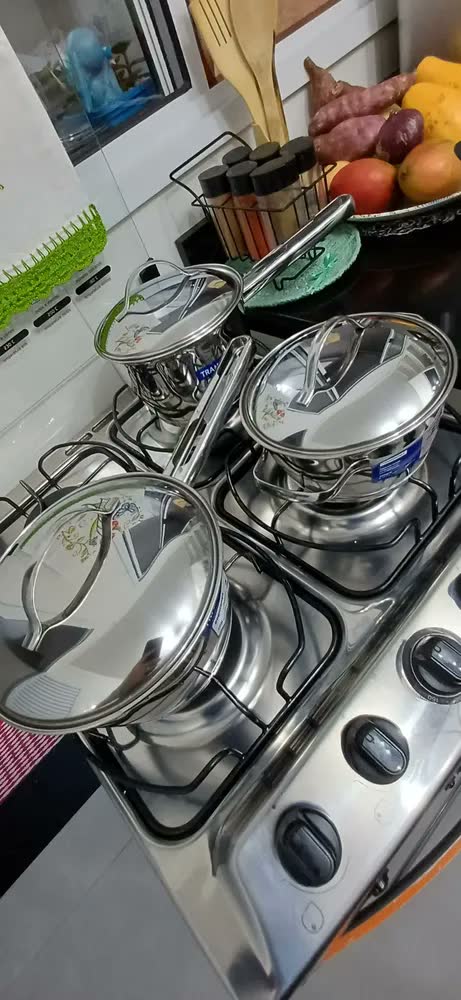 foto de Jogo De Panelas Tramontina Inox Allegra 7 Peças + Pegador