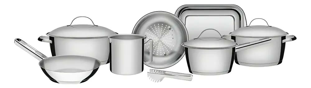 Jogo De Panelas Tramontina Inox Allegra 7 Peças + Pegador