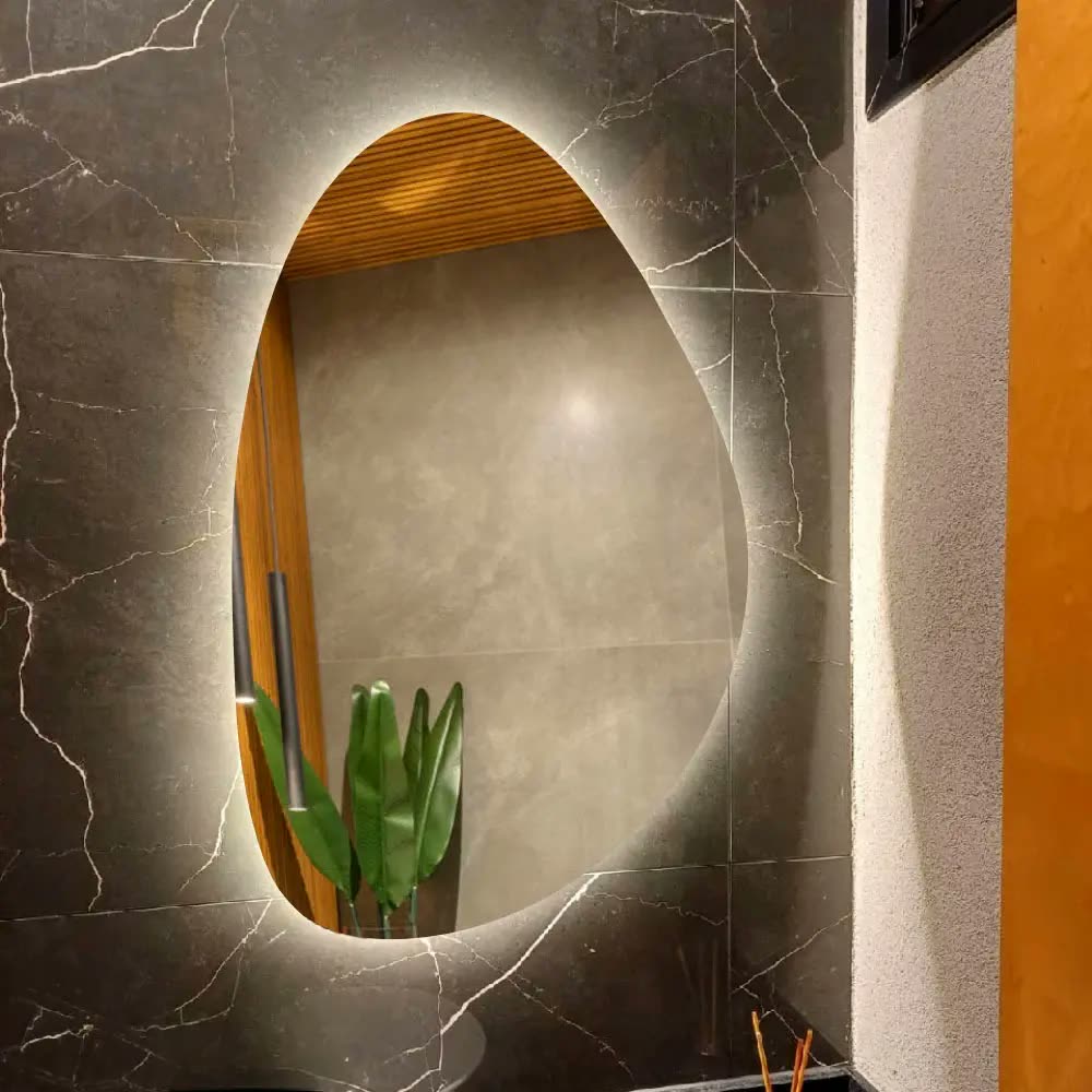 Espelho Led Orgânico 50x60 Lavabo Maquiagem Banheiro Sala
