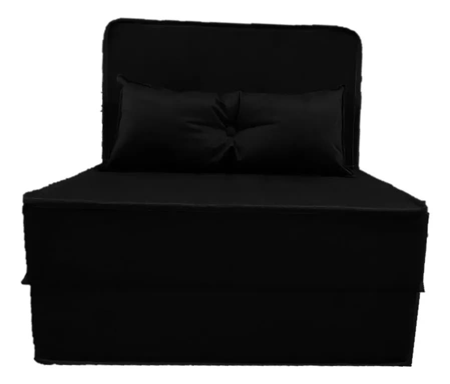 Puff Cama 3 Em 1 - Puff Ou Colchão Ou Sofá D33 Cor Preto