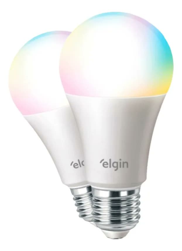 foto de 2 Lâmpada Inteligente Bulbo Rgb A60 10w Smart Color Elgin