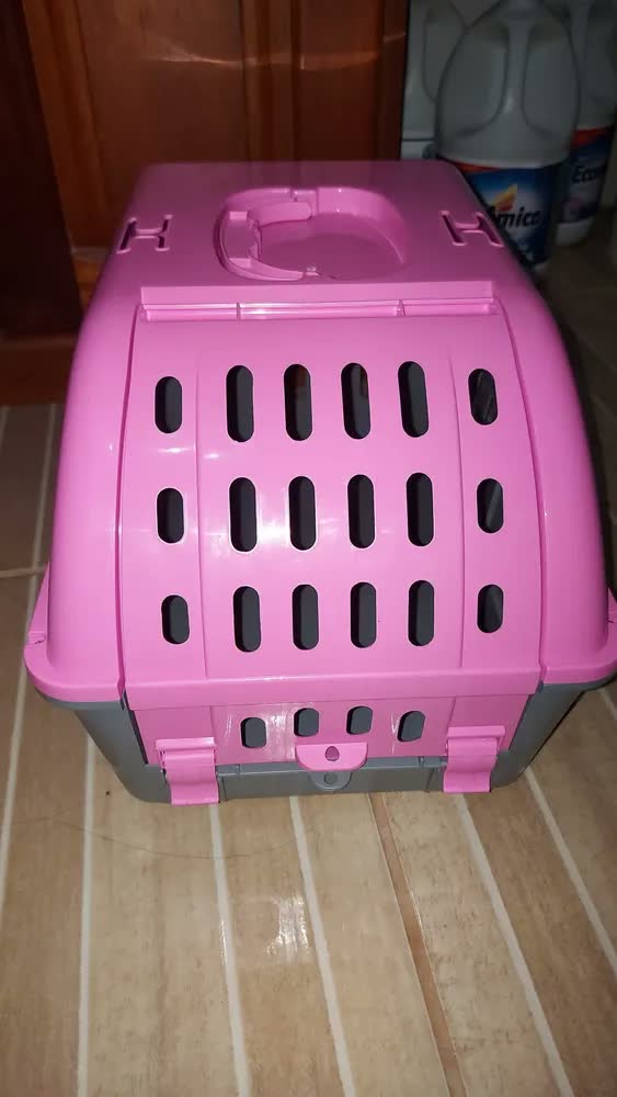 foto de Caixa de Transporte Pet Azul 41cm para Cães e Gatos Leve, Segura e Prática