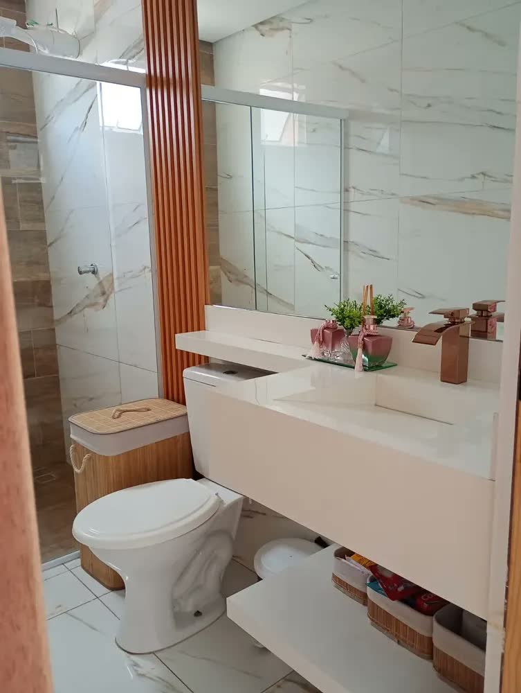 foto de Vittak Kit 3 Cestos Organizadores de Bambu com Forro Multiuso Decorativo para Roupas Brinquedos Toalhas Cozinha Banheiro Sala Quarto Closet Lavanderia