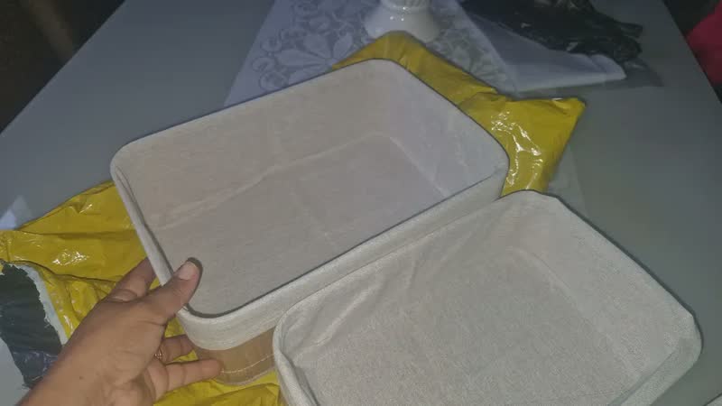foto de Vittak Kit 3 Cestos Organizadores de Bambu com Forro Multiuso Decorativo para Roupas Brinquedos Toalhas Cozinha Banheiro Sala Quarto Closet Lavanderia