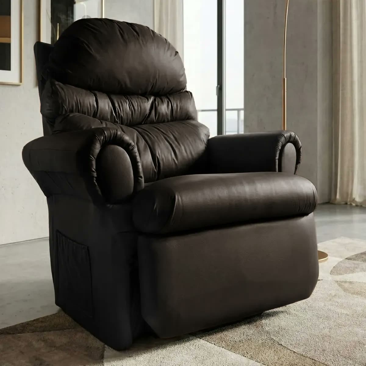 Poltrona Do Papai Reclinavel Atlas Corino Marrom Conforto