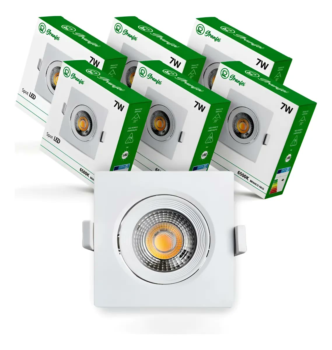 foto de Kit 10 Spot Luminária 7w Qd Rd Frio 6500k Quente 3000k