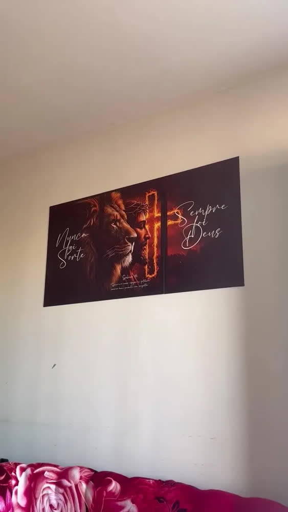 foto de Quadros Decorativos Jesus Leão De Judá Nunca Foi Sort 122x60