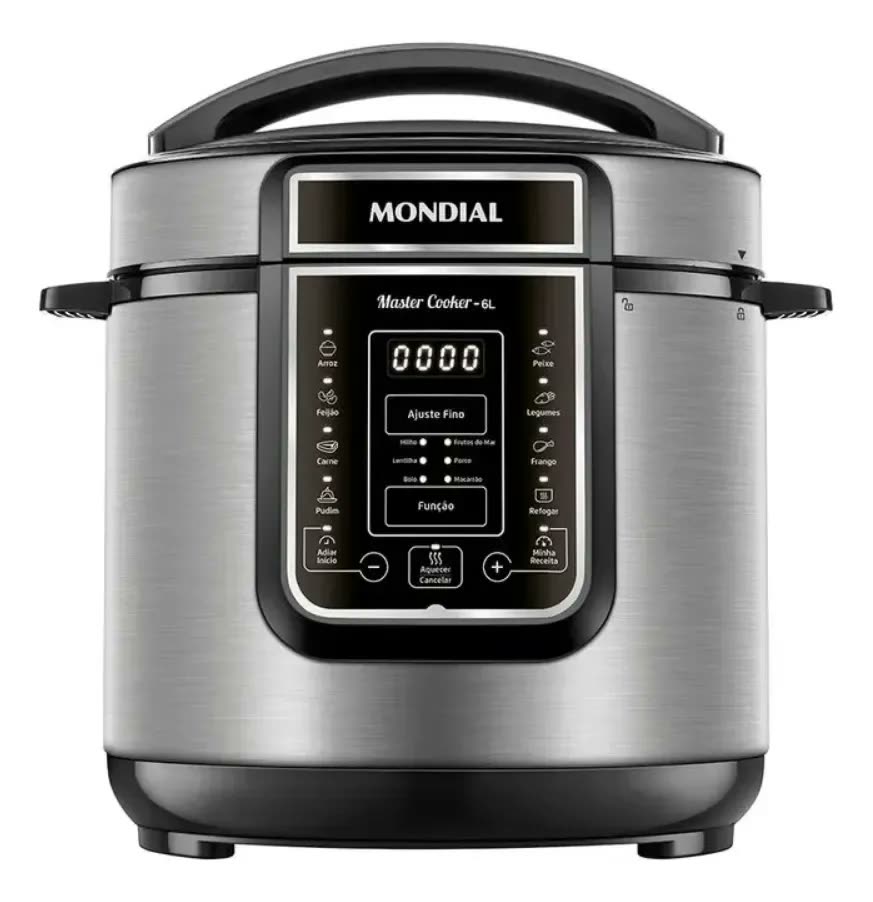 foto de Panela Elétrica Pe-60-6l Digital Pressão 6l Mondial Cor Preto Frequência 60hz