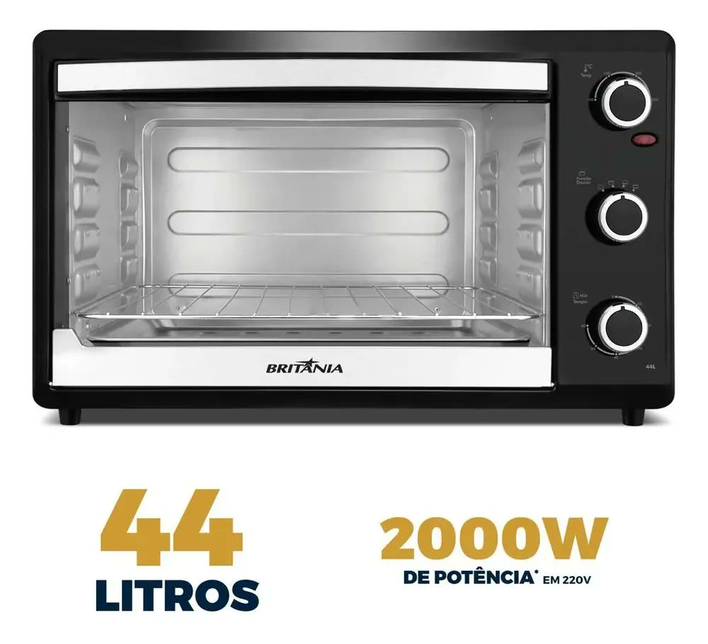 Forno Elétrico Britânia 44L Preto Dupla Resistência 1500W BFE44P 127V