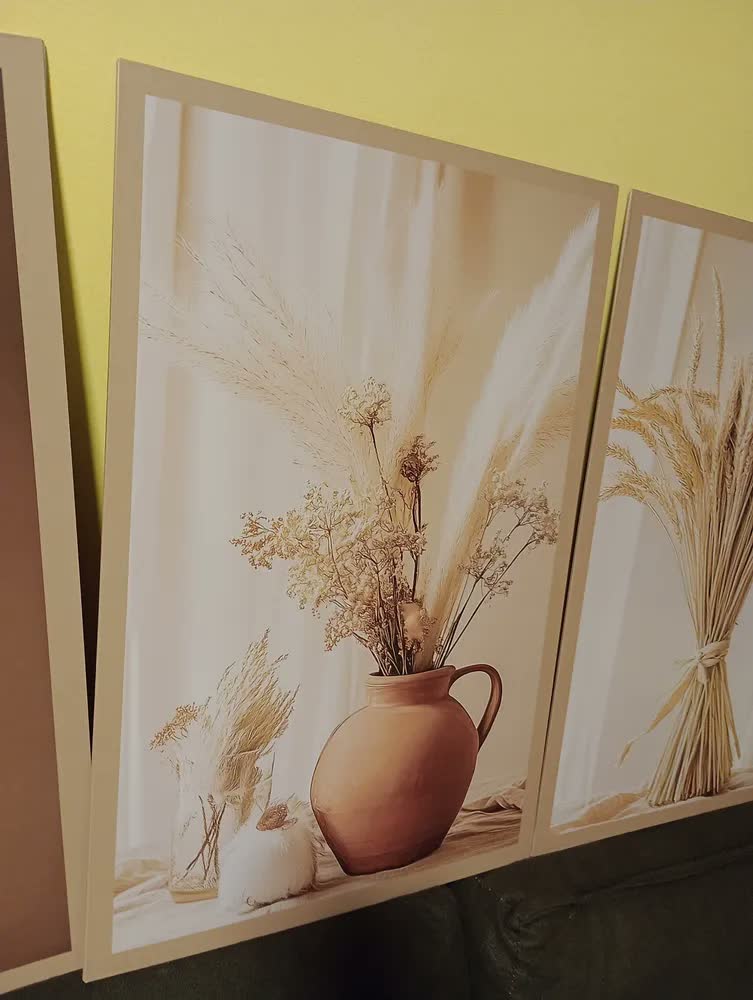 foto de Quadros Decorativos Boho Gratidão Espelho Trigo Jarro 122x60