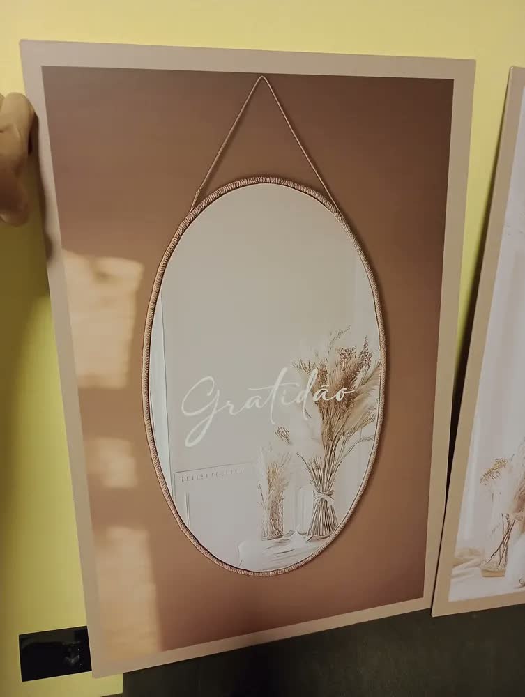 foto de Quadros Decorativos Boho Gratidão Espelho Trigo Jarro 122x60