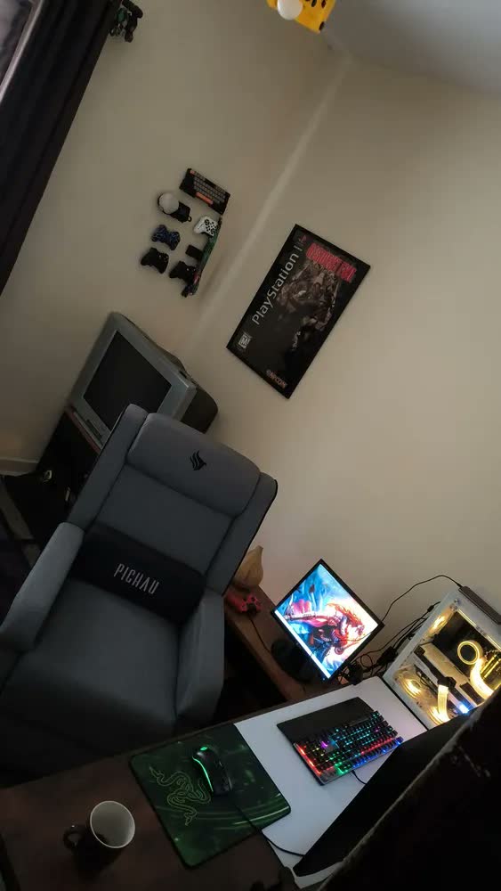 foto de Cadeira De Escritório Pichau Pg-plna-mrb Ac50 Gamer Cinza Com Estofado De Algodão