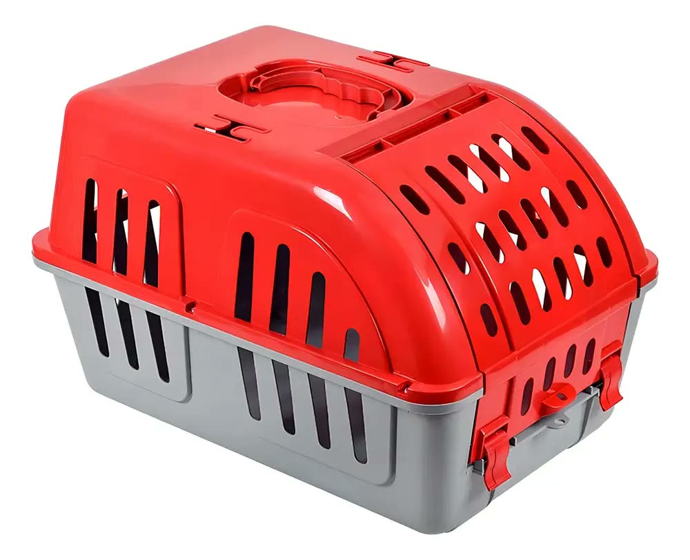 Caixa De Transporte Para Cães E Gatos Color Four Plastic Cor Vermelho