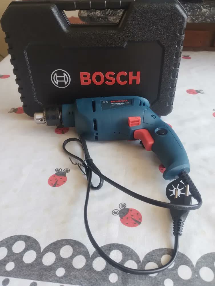 foto de Furadeira De Impacto 3/8 10mm Gsb 450 Re Bosch Com Jogo De Brocas Bits 103 Profissional Peças