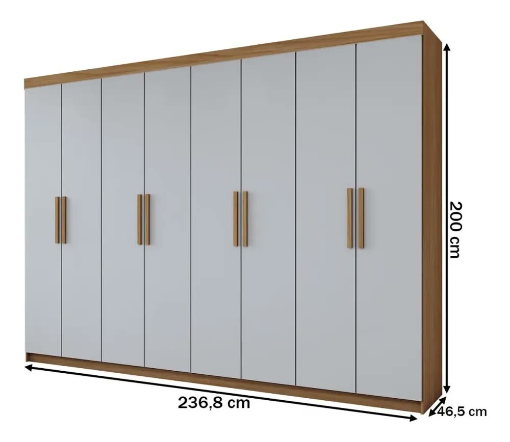 Guarda-roupa Casal Aurora 8 Portas 4 Gavetas Marrocos/off Cor Bege