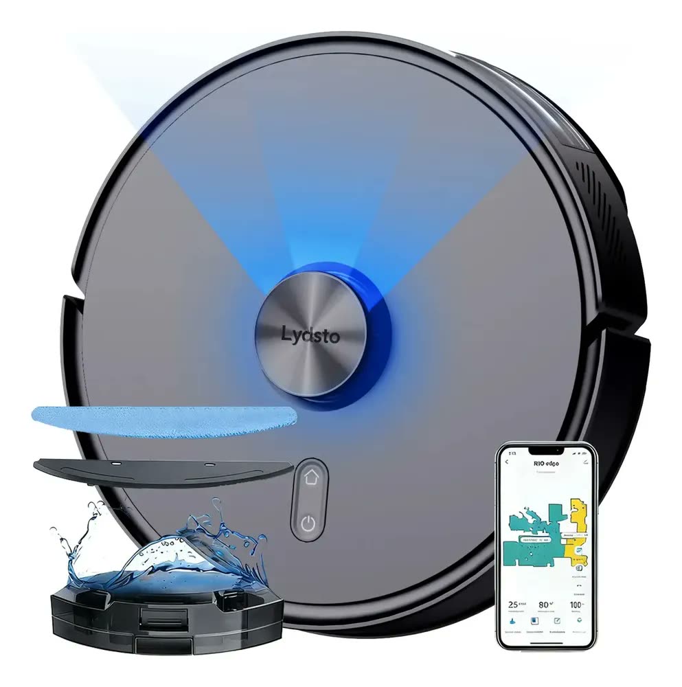 Robô Aspirador De Pó 4 Em 1 Varre Aspira E Passa Pano Com Lds Mapeamento Lydsto R1d Compatível Com Xiaomi Home Preto